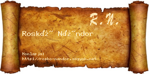 Roskó Nándor névjegykártya
