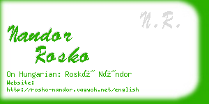 nandor rosko business card